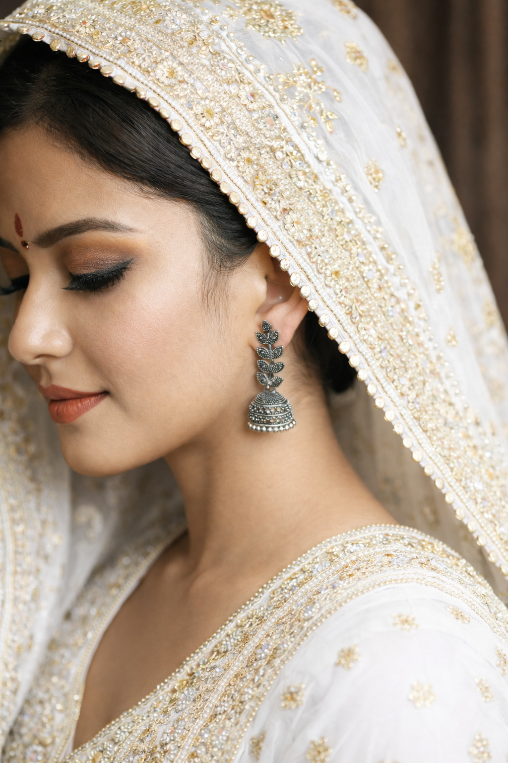 Classic Botanical Leaf Branch Jhumkas