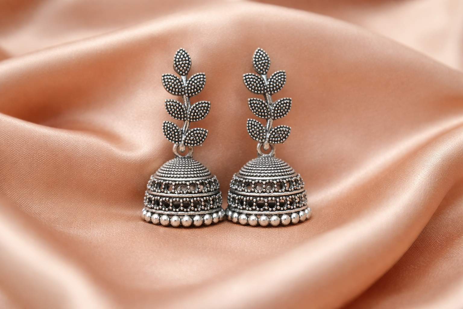 Classic Botanical Leaf Branch Jhumkas
