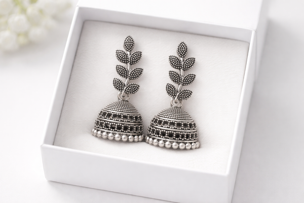 Classic Botanical Leaf Branch Jhumkas