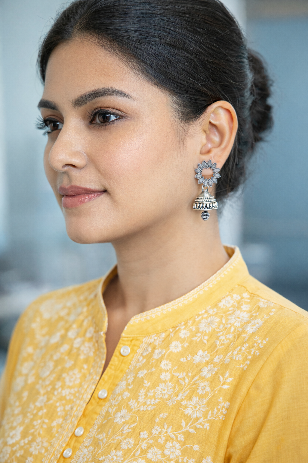 Sunflower Cutout Stud Traditional Jhumkas