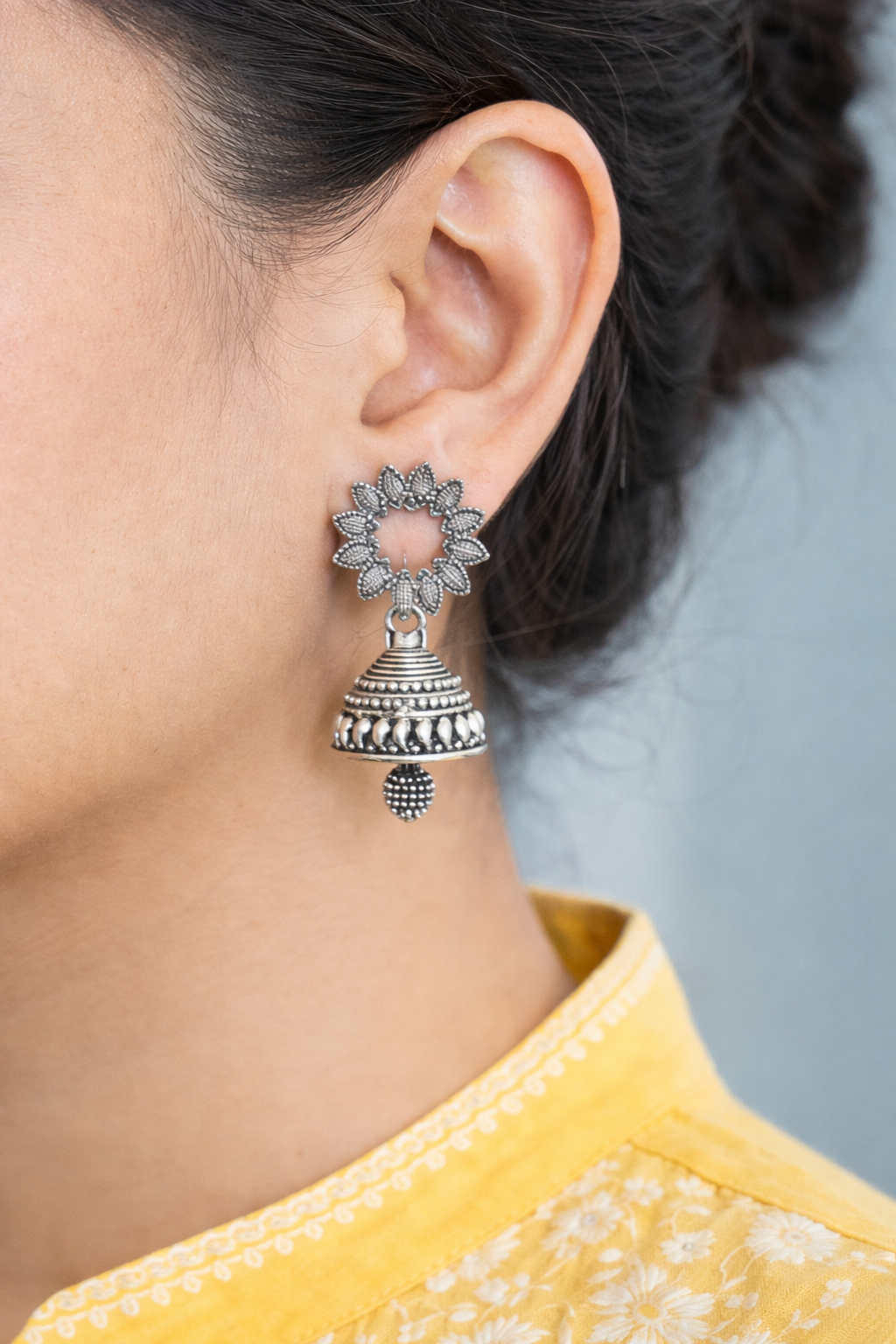Sunflower Cutout Stud Traditional Jhumkas