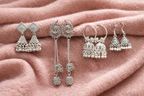 Modern Boho Silver Earring Collection (Set of 4)