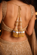 Holographic Sequin & Pearl Bridal Lehenga Latkan