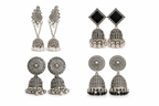 Traditional Oxidised Jhumka Quartet (Set of 4)