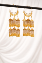 Golden Hoop Tiered Bridal Kaleere with Pearl & Leaf Charms