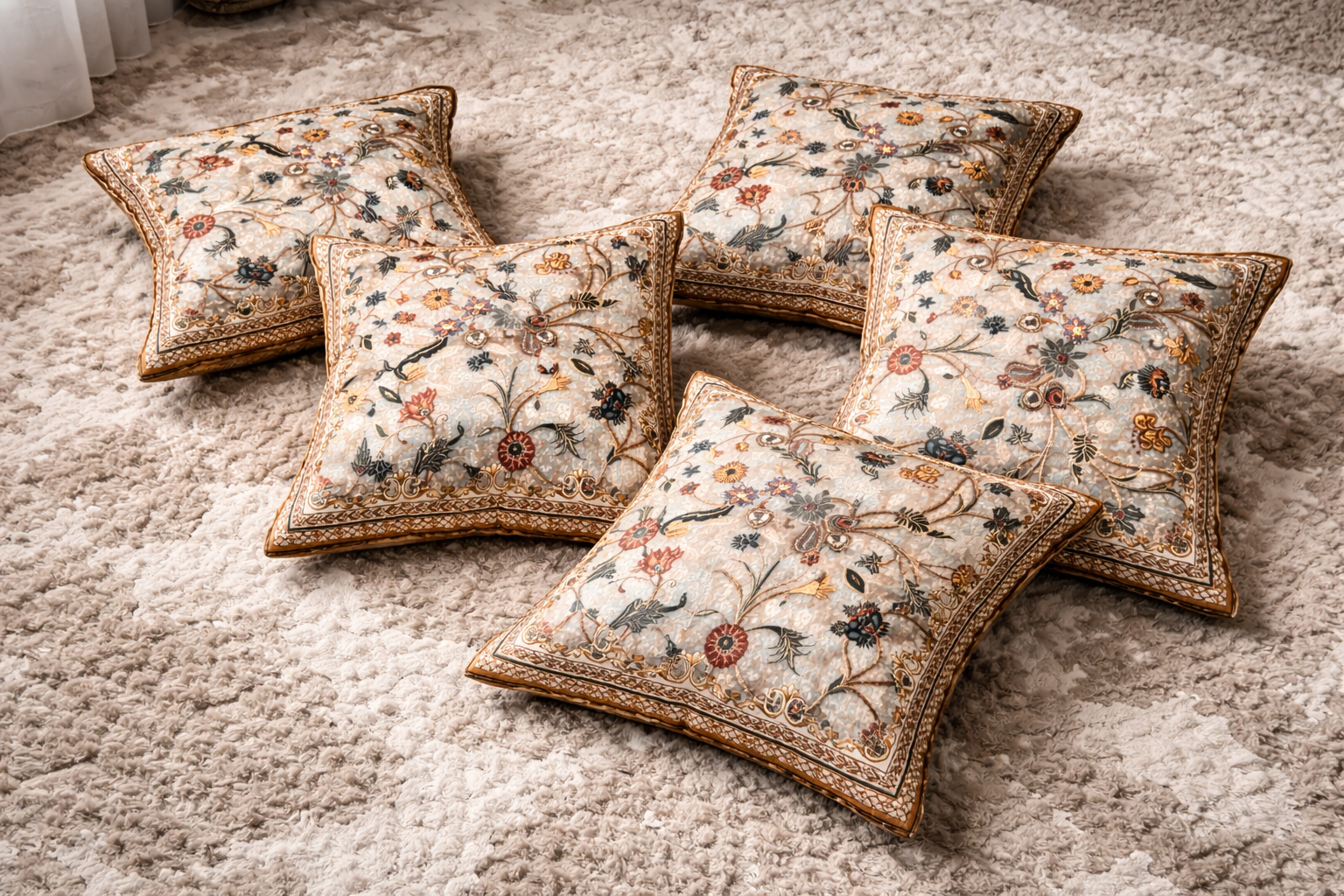 Vintage Floral Autumn Embroidered Cushion Covers