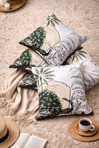 Tropical Palm & Peacock Vintage Print Cushion Covers