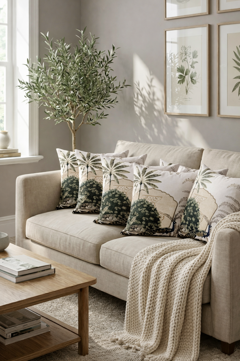 Tropical Palm & Peacock Vintage Print Cushion Covers