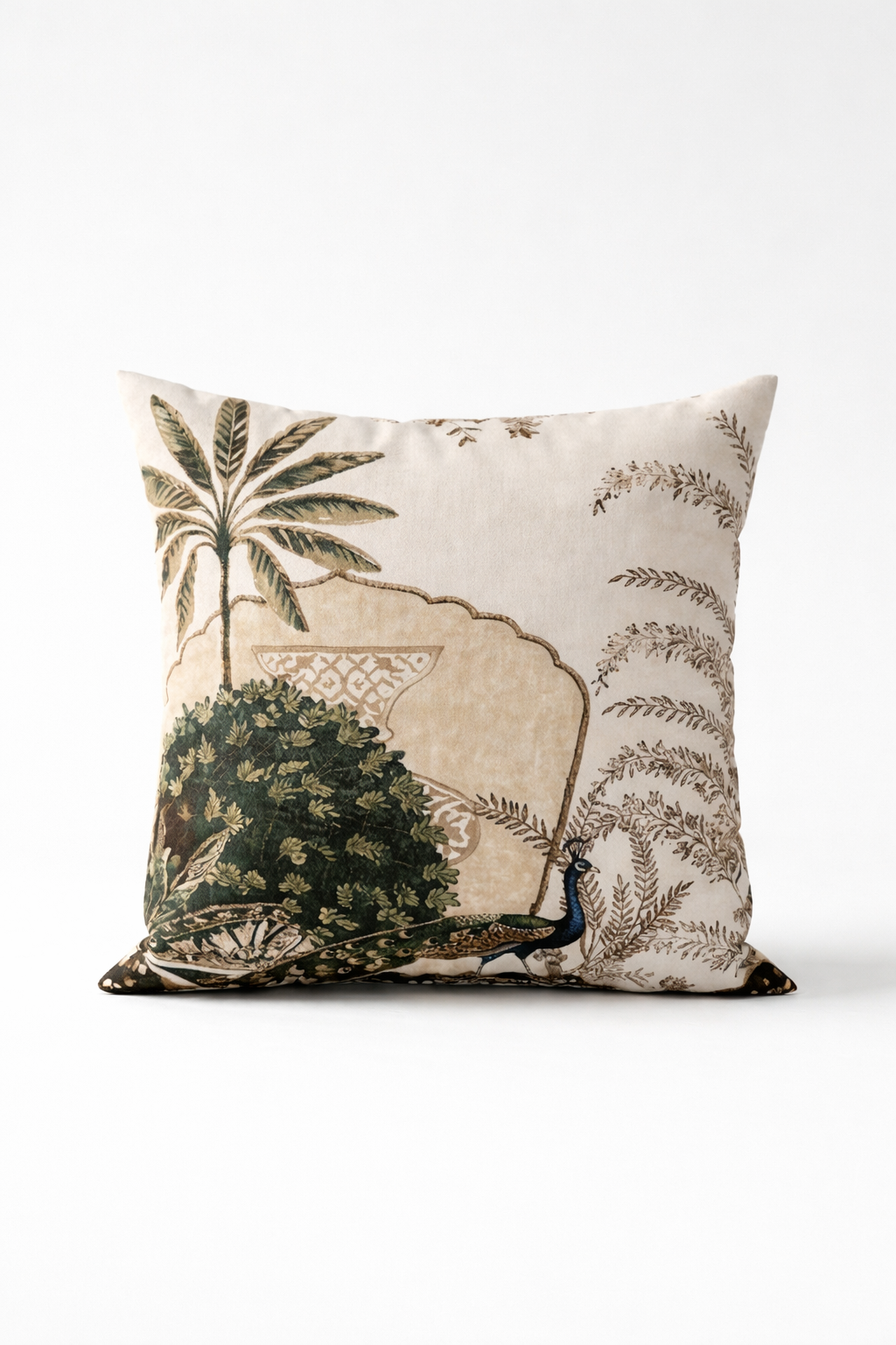 Tropical Palm & Peacock Vintage Print Cushion Covers