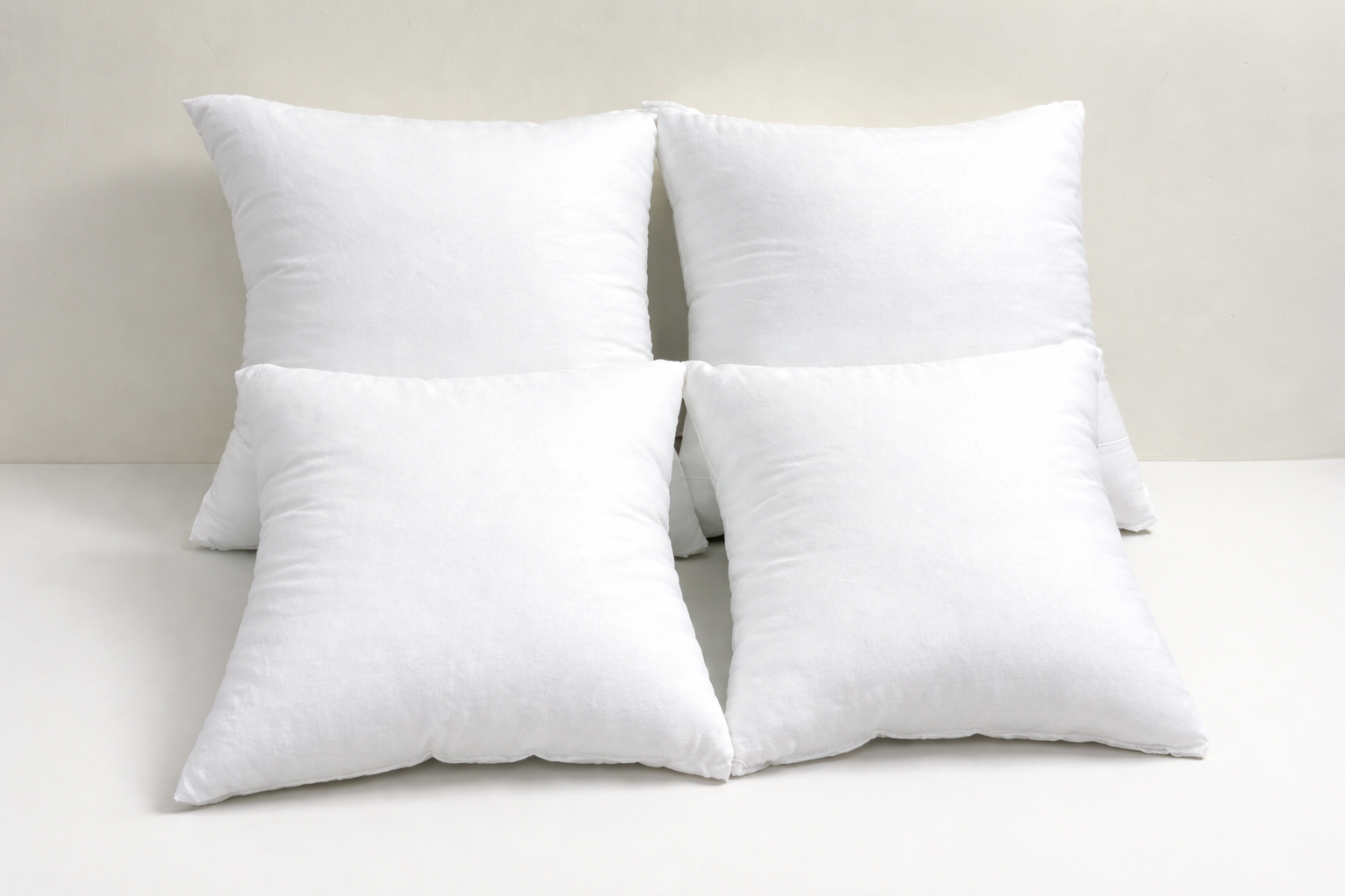 Plush White Square Cushion Inserts (Set of 4)