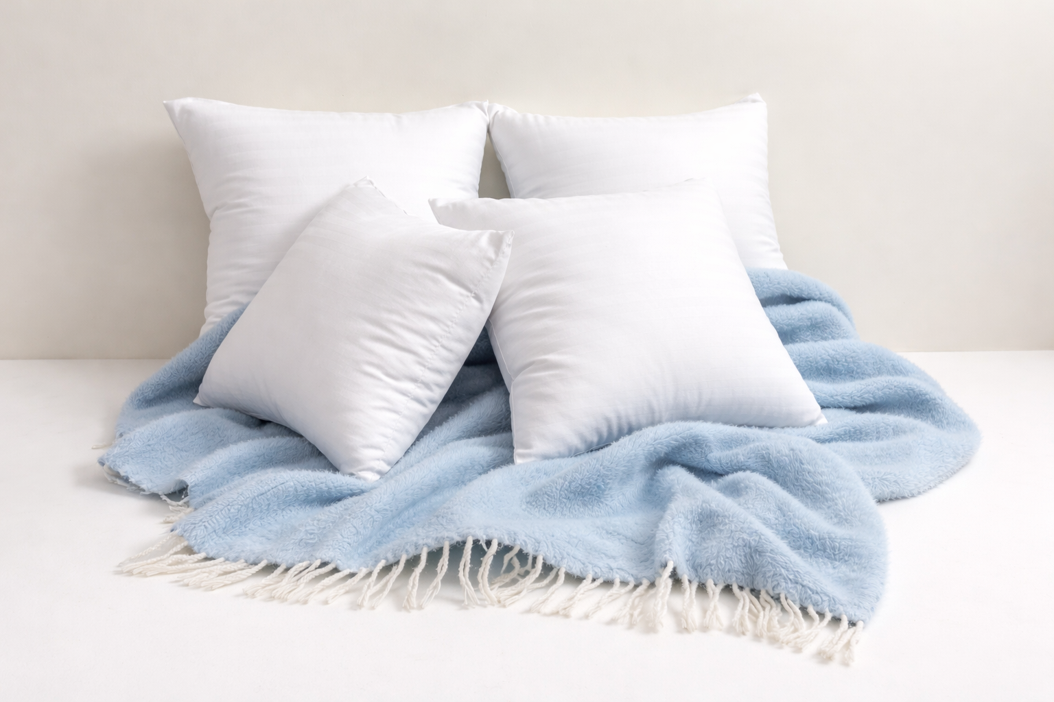 Plush White Square Cushion Inserts (Set of 4)