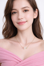 Delicate Spring Blossom & Pink Stone Necklace