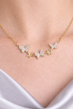 Sparkling Butterfly & Star Charm Necklace