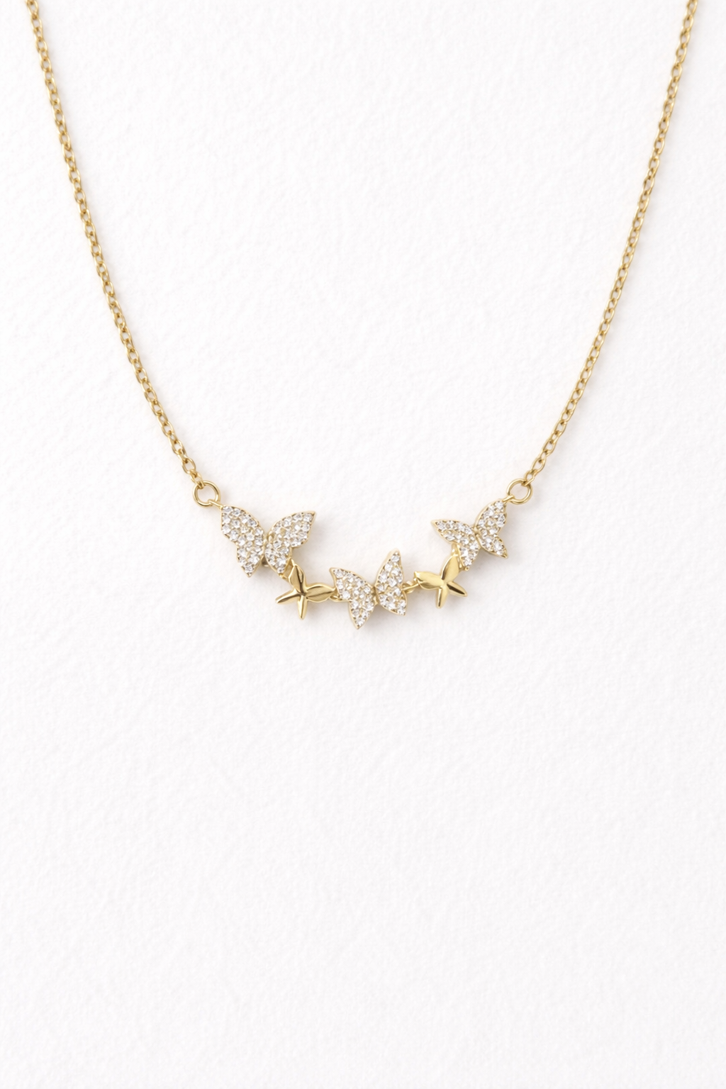 Sparkling Butterfly & Star Charm Necklace