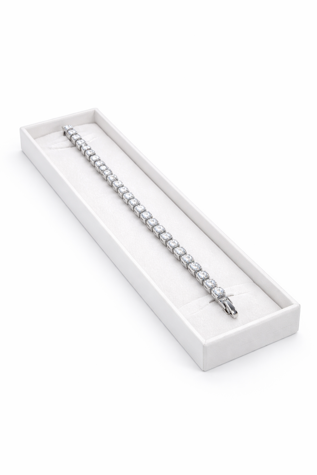 Classic Silver Tennis Bracelet with Round-Cut Crystals