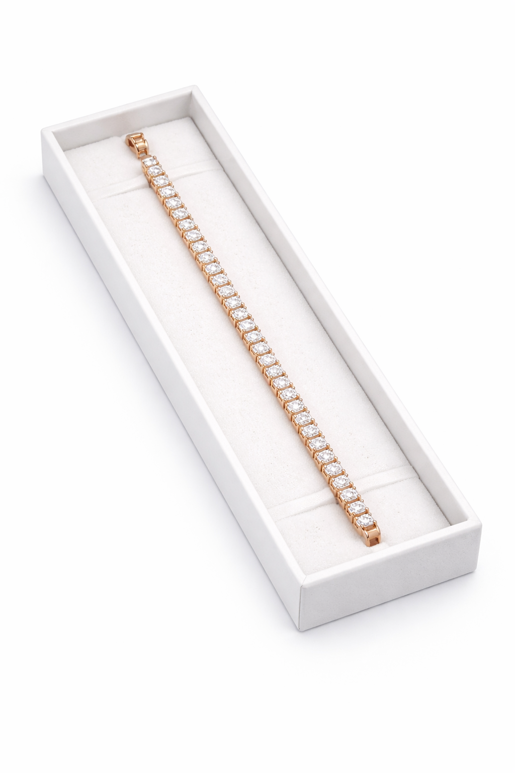 Rose Gold Square-Cut Crystal Tennis Bracelet
