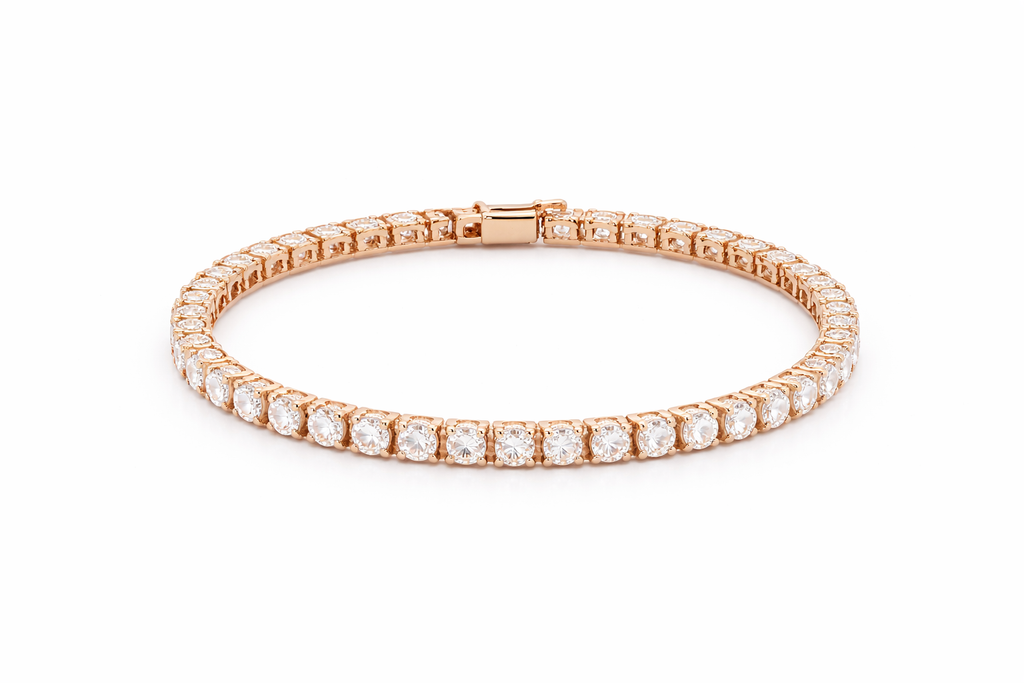 Rose Gold Square-Cut Crystal Tennis Bracelet