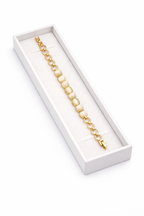 Elegant Gold Link Bracelet with Mother of Pearl Inlays