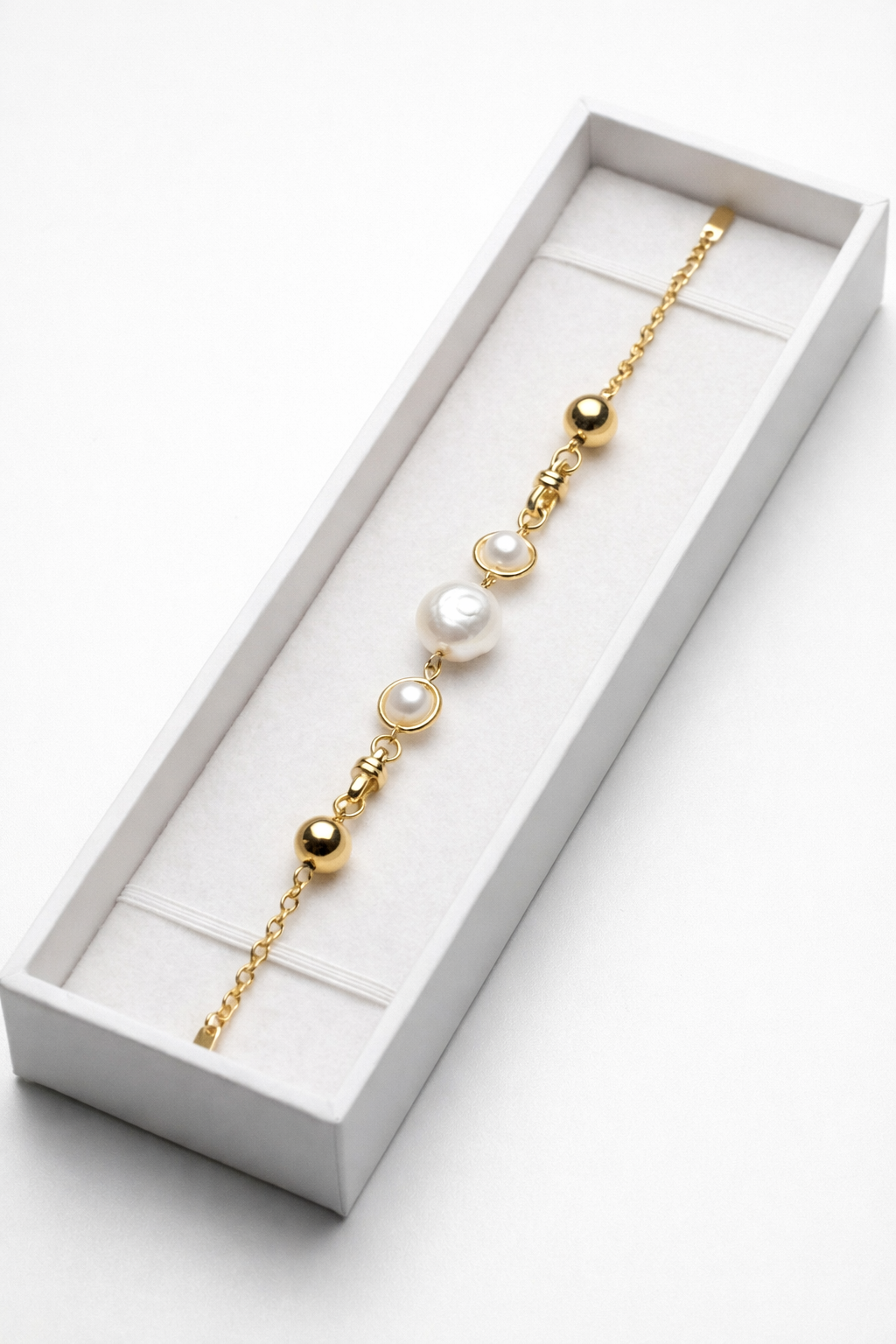 Modern Gold & Baroque Pearl Toggle Bracelet