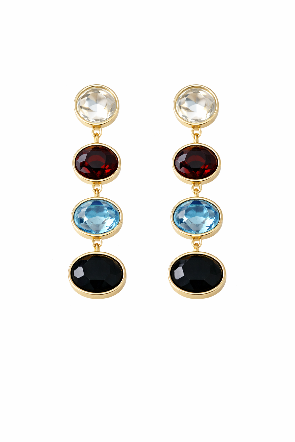 Multicolor Geometric Drop Statement Earrings
