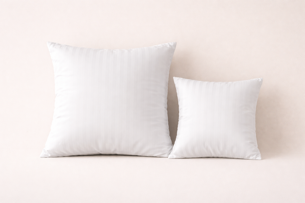 Classic White Satin Stripe Decorative Pillow Duo