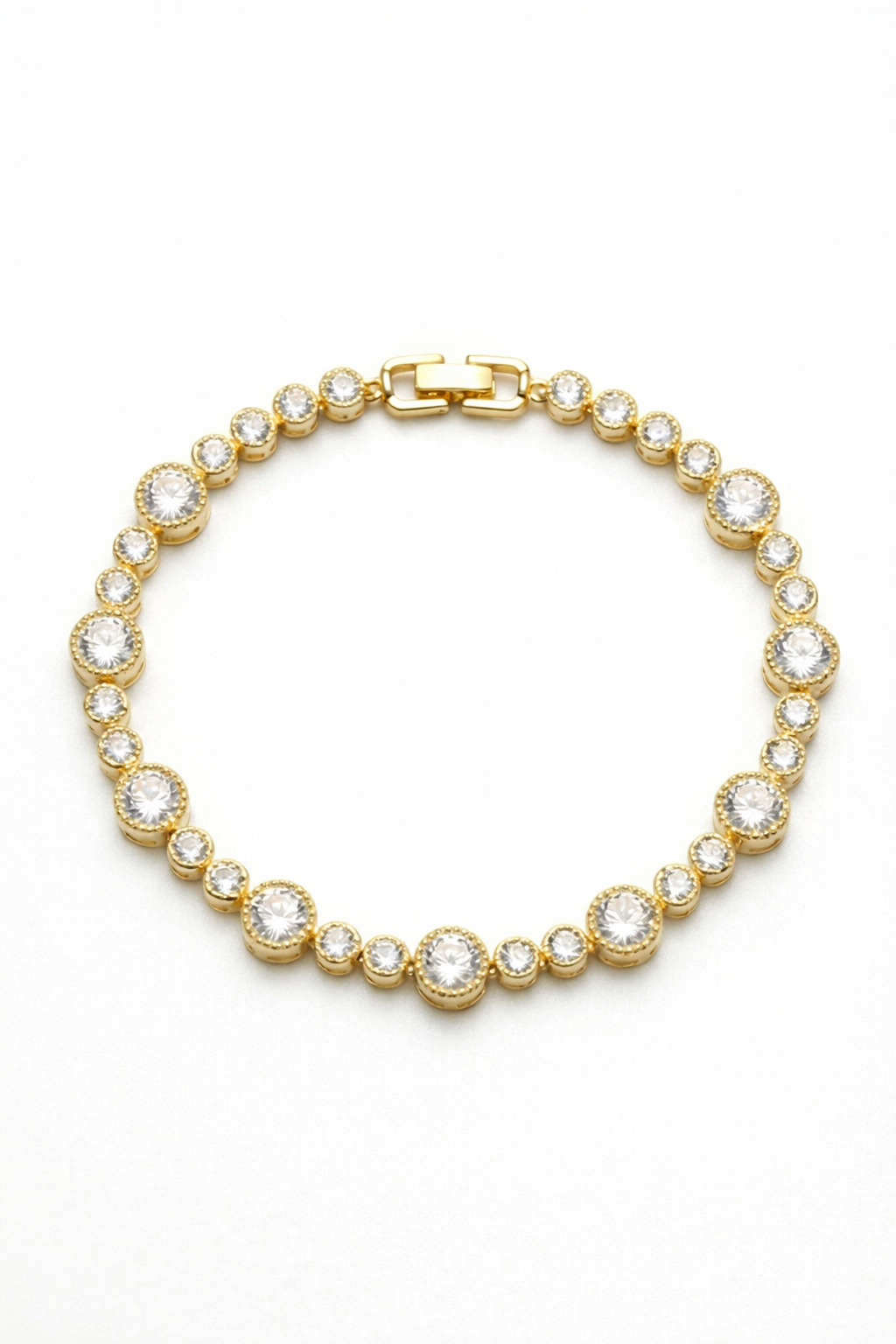 Bezel-Set Graduated Crystal Gold Tennis Bracelet