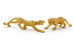 Luxury Golden Leopard Figurines (Set of 2) – Modern Geometric Resin Wildlife Decor