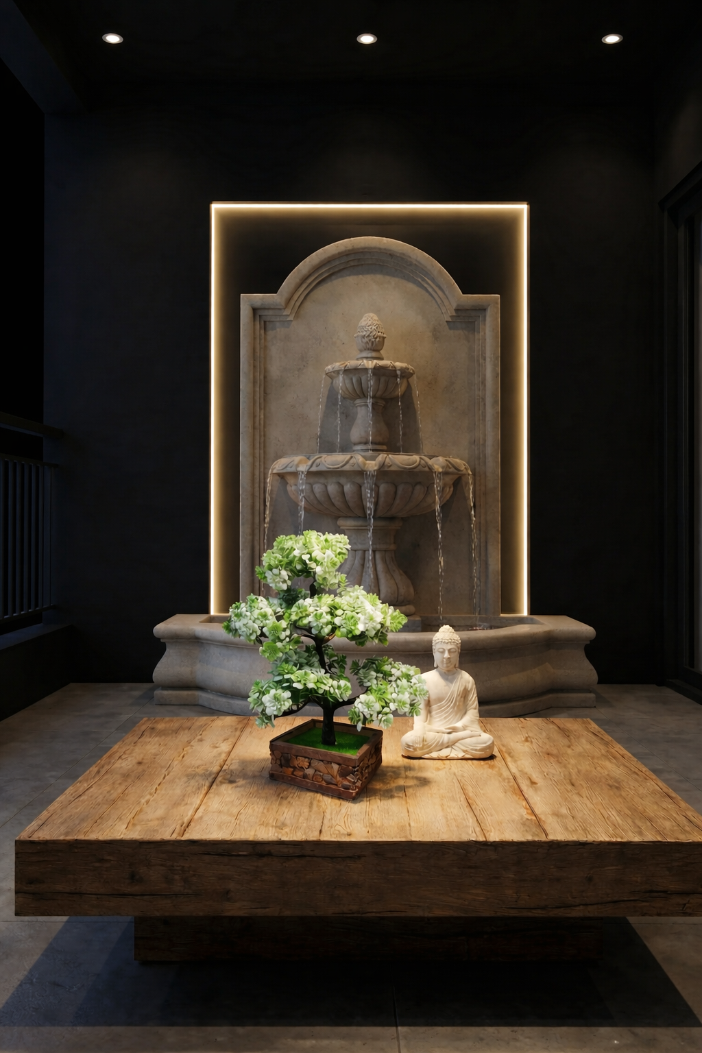 Artificial Bonsai Tree in Rustic Stone-Look Planter