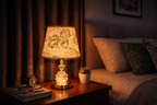 Crystal Base Table Lamp with Rose Print Shade