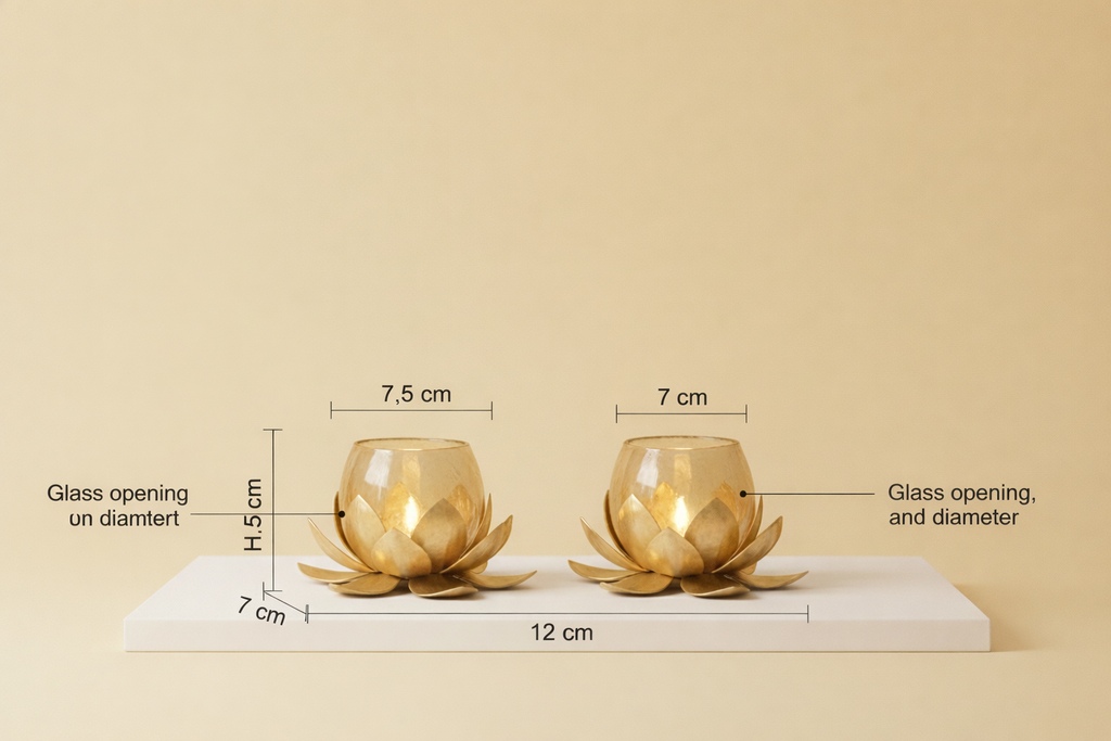 Gold Lotus Tea Light Candle Holders (Set of 2)