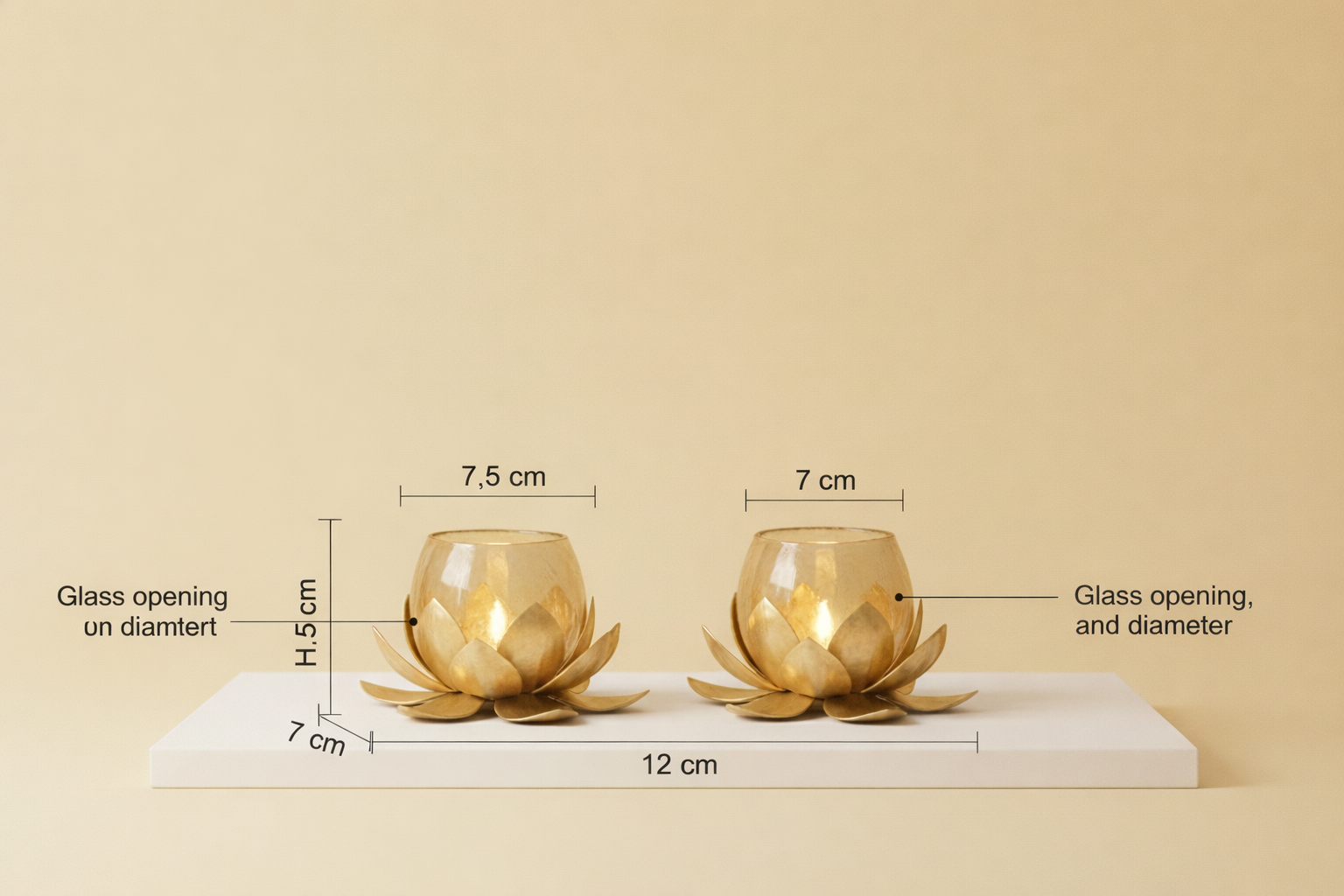 Gold Lotus Tea Light Candle Holders (Set of 2)