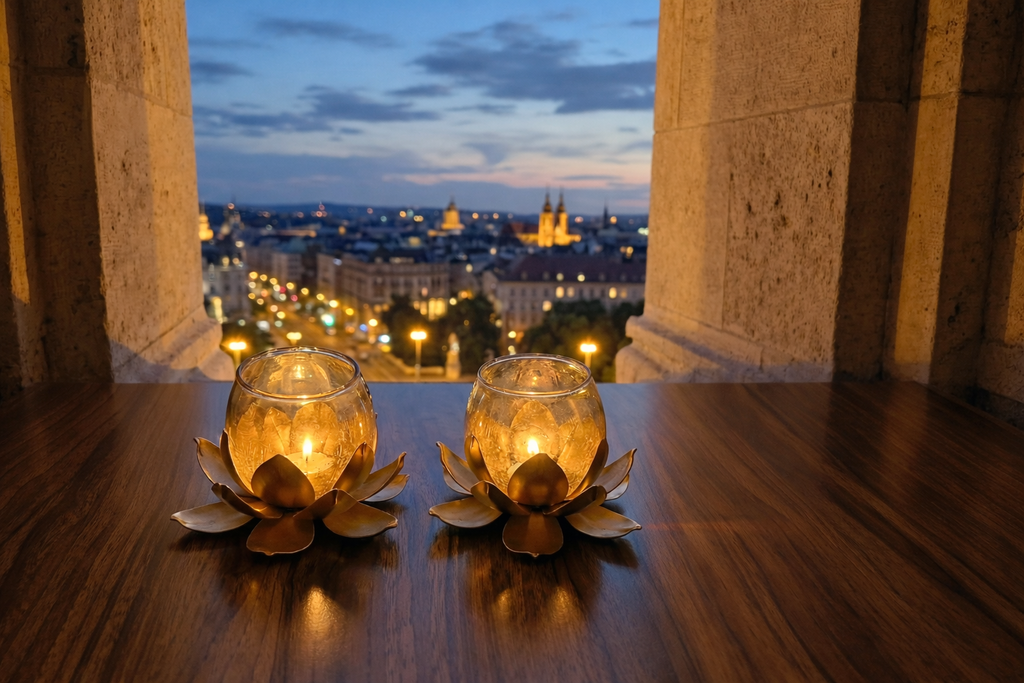 Gold Lotus Tea Light Candle Holders (Set of 2)