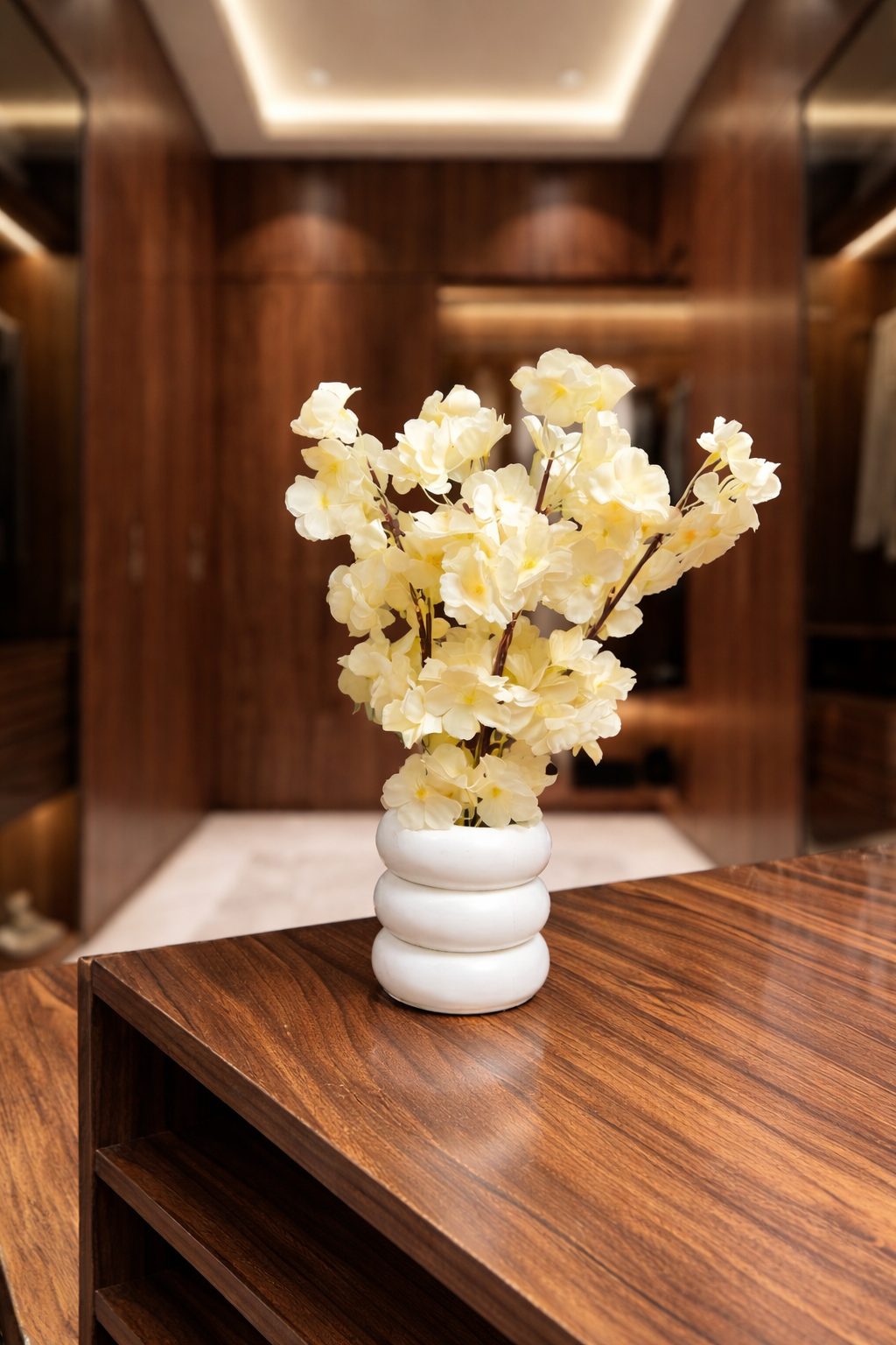 Duo Set: Faux Cherry Blossoms in Modern Bubble Vases