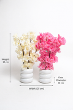 Duo Set: Faux Cherry Blossoms in Modern Bubble Vases