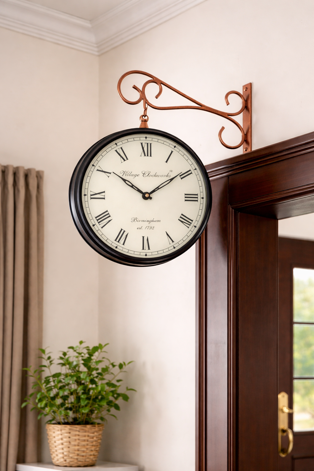 Vintage Double-Sided "Village Clockworks" Station Clock