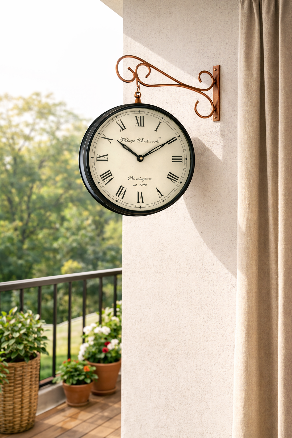 Vintage Double-Sided "Village Clockworks" Station Clock