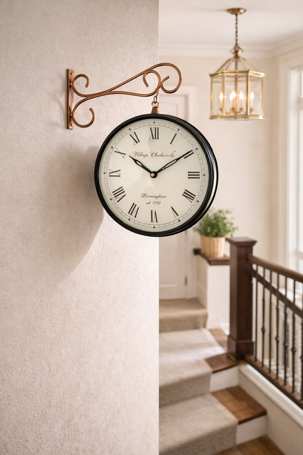 Vintage Double-Sided "Village Clockworks" Station Clock