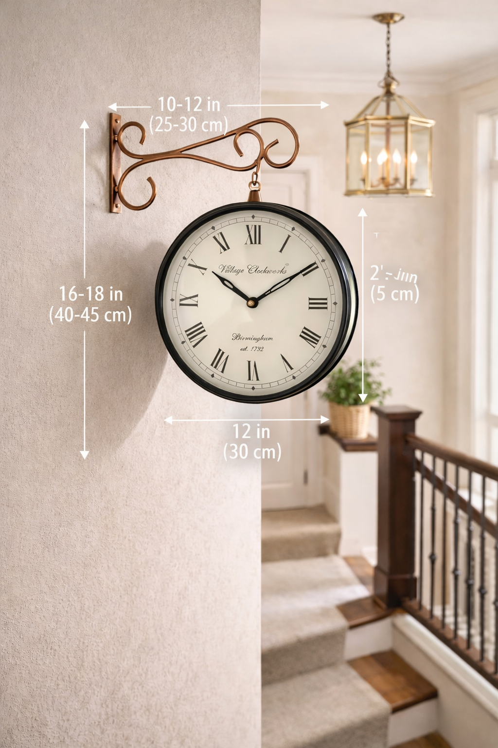 Vintage Double-Sided "Village Clockworks" Station Clock