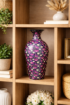 Midnight Blue Floral Printed Metal Vase