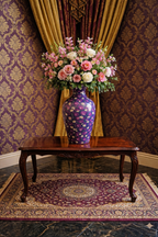 Midnight Blue Floral Printed Metal Vase