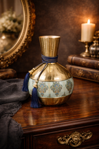 Ethnic Brass Vase with Blue Rope & Print Details