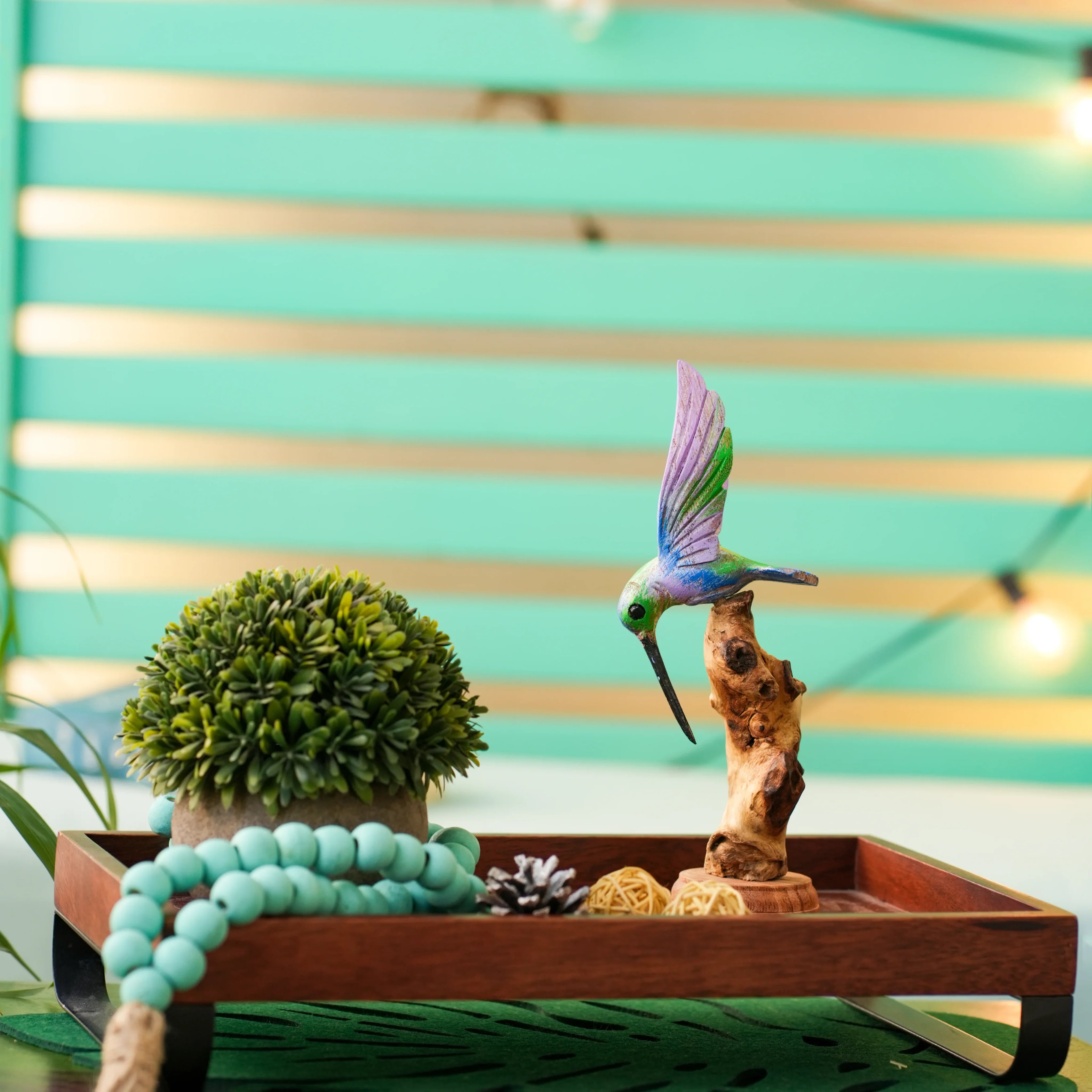 TIMBER KALA'S HUMMING BIRD ON DRIFTWOOD FOR DECOR