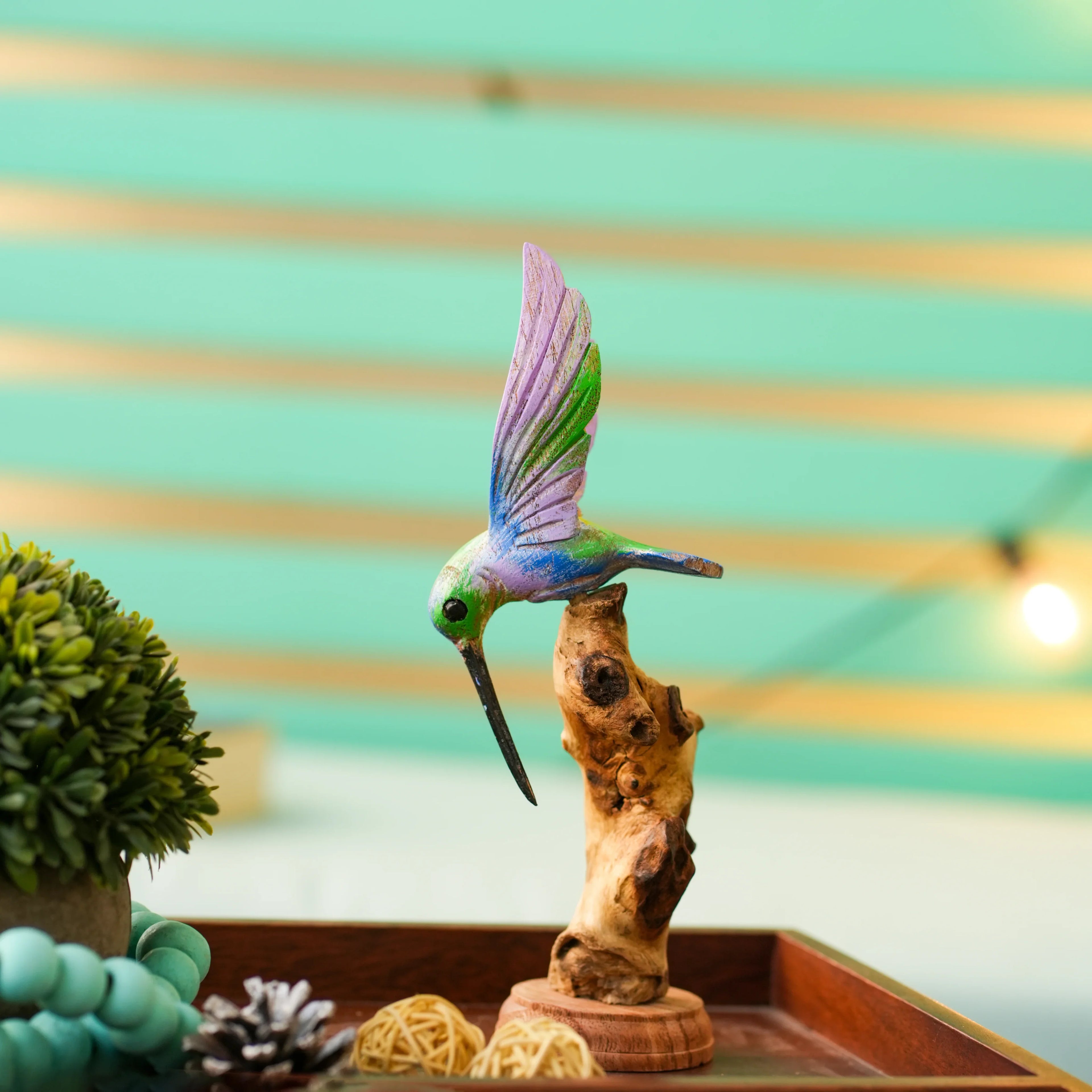 TIMBER KALA'S HUMMING BIRD ON DRIFTWOOD FOR DECOR