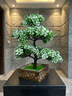 Artificial Bonsai Tree in Rustic Stone-Look Planter
