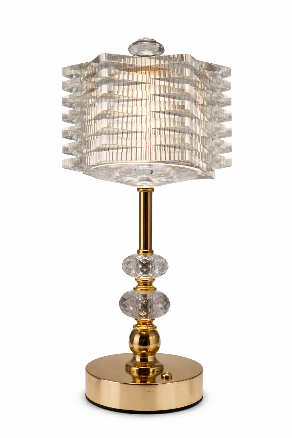 Luxury Crystal Table Lamp with Gold Finish Base – Modern Decorative Bedside & Living Room Lamp