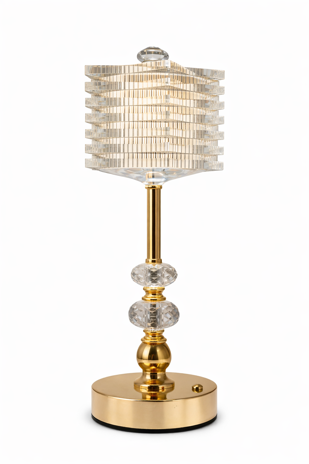 Luxury Crystal Table Lamp with Gold Finish Base – Modern Decorative Bedside & Living Room Lamp