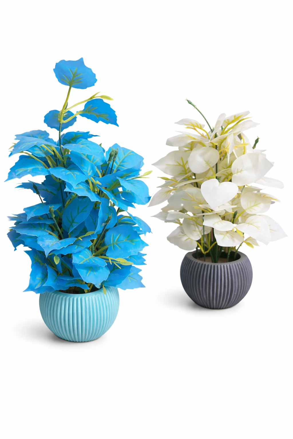 Modern Pop Decor: Blue & White Faux Potted Plants