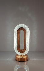 Modern Oval Crystal LED Table Lamp – Rose Gold Touch Bedside Light