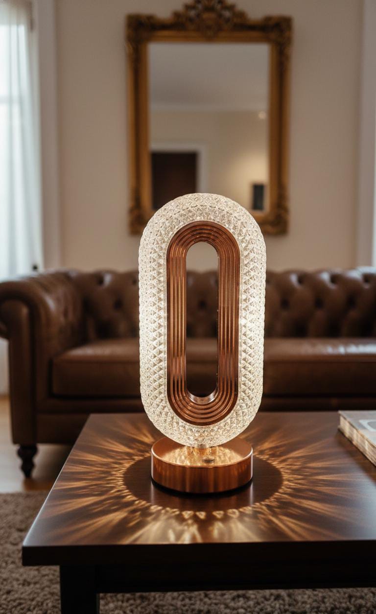 Modern Oval Crystal LED Table Lamp – Rose Gold Touch Bedside Light