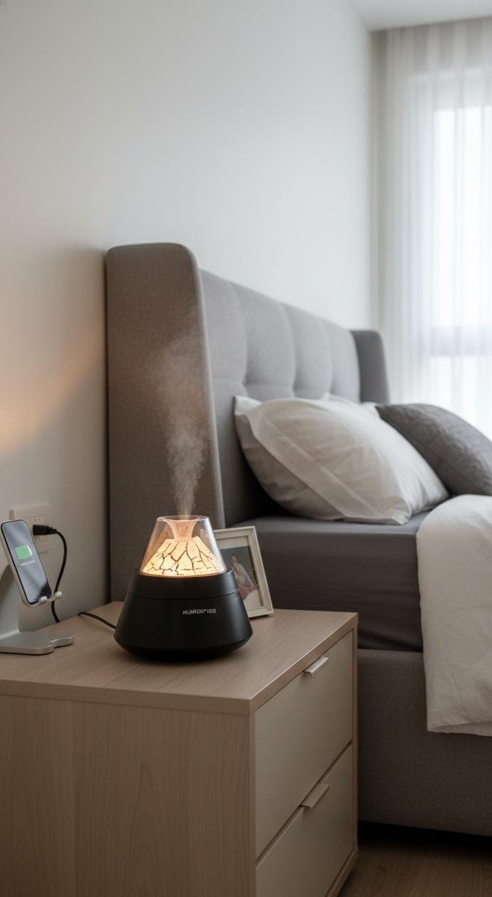 Volcano Flame Aroma Diffuser – Ultrasonic Mist Humidifier with Ambient Light